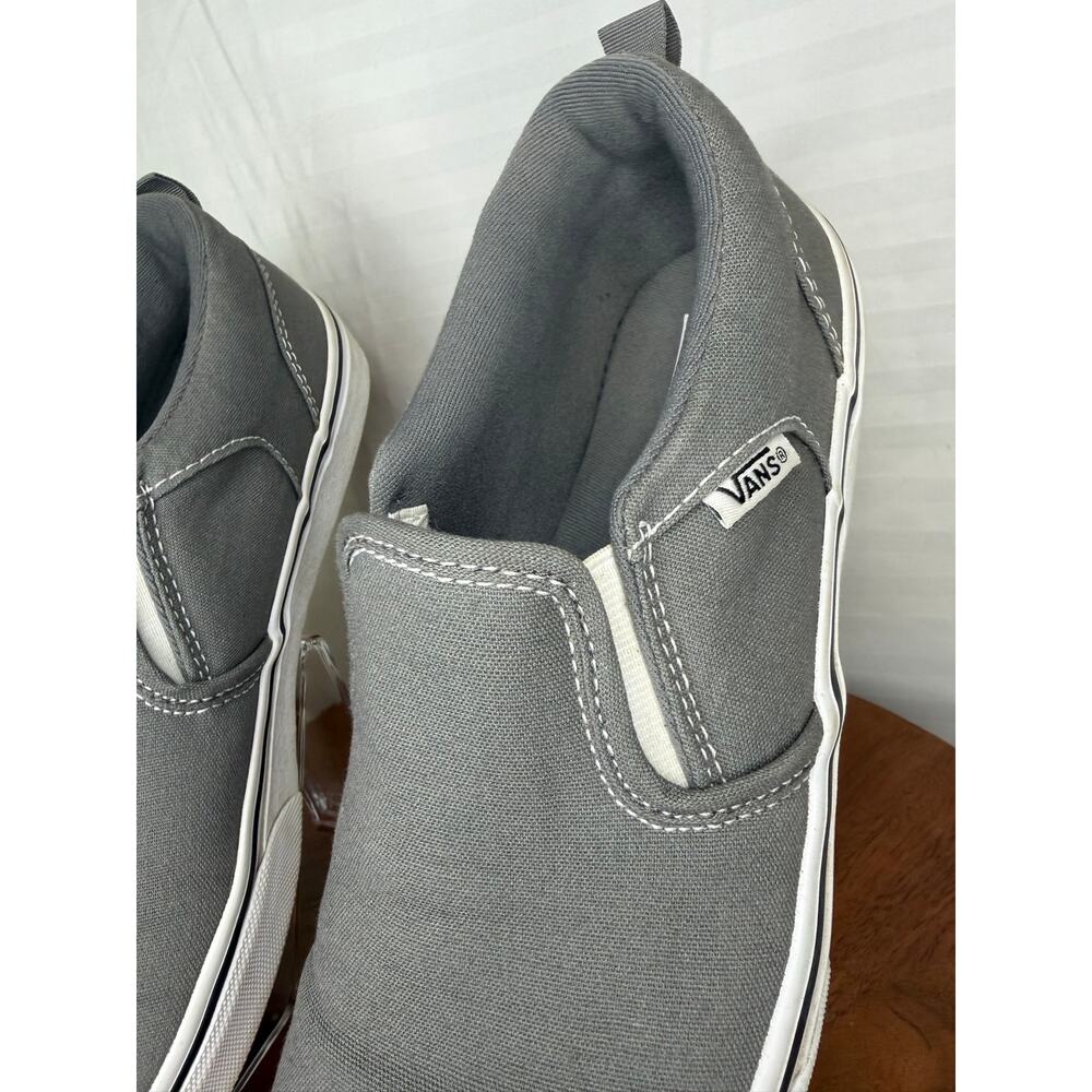 Vans Asher Slip-On Gray Canvas Sneakers Youth 7 Women’s 8.5 Casual Shoes - Picture 6 of 8